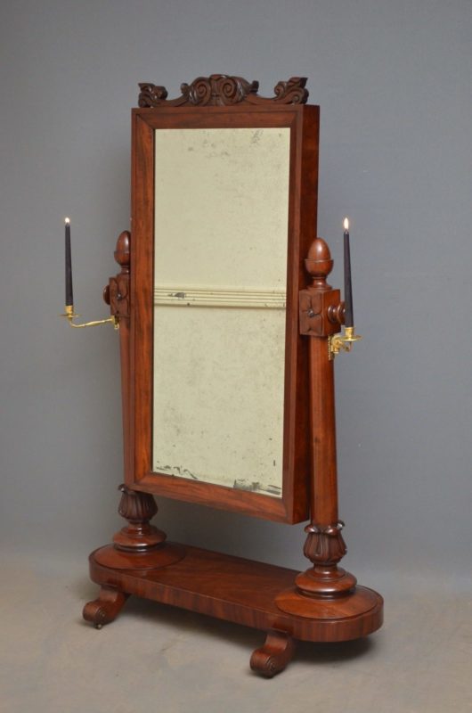 William IV Mahogany Cheval Mirror