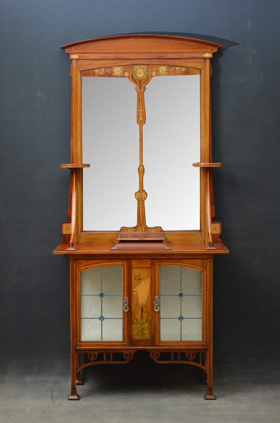 Stylish Art Nouveau Cabinet with Mirror