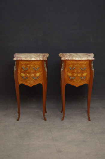 Pair of Marble Topped Bedside Cabinets