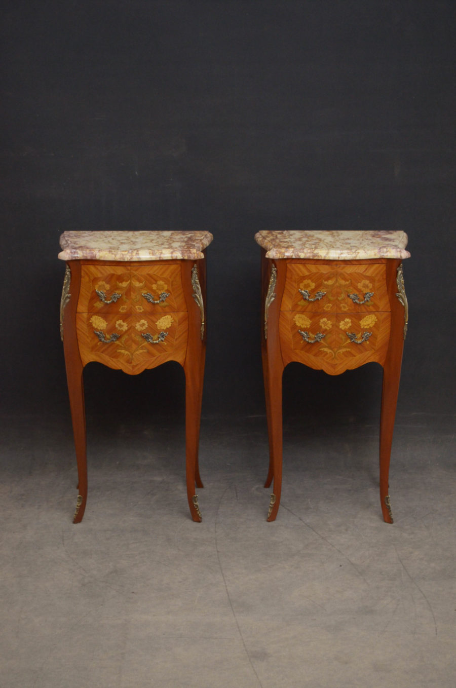 Pair of Marble Topped Bedside Cabinets