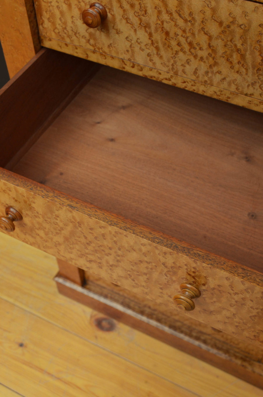 Early Victorian Bird's Eye Maple Wellington Chest - Image 8