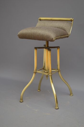 Unusual Victorian Brass Music Stool