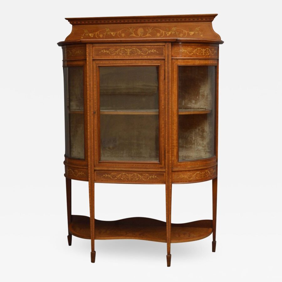 Low Edwardian Inlaid Display Cabinet