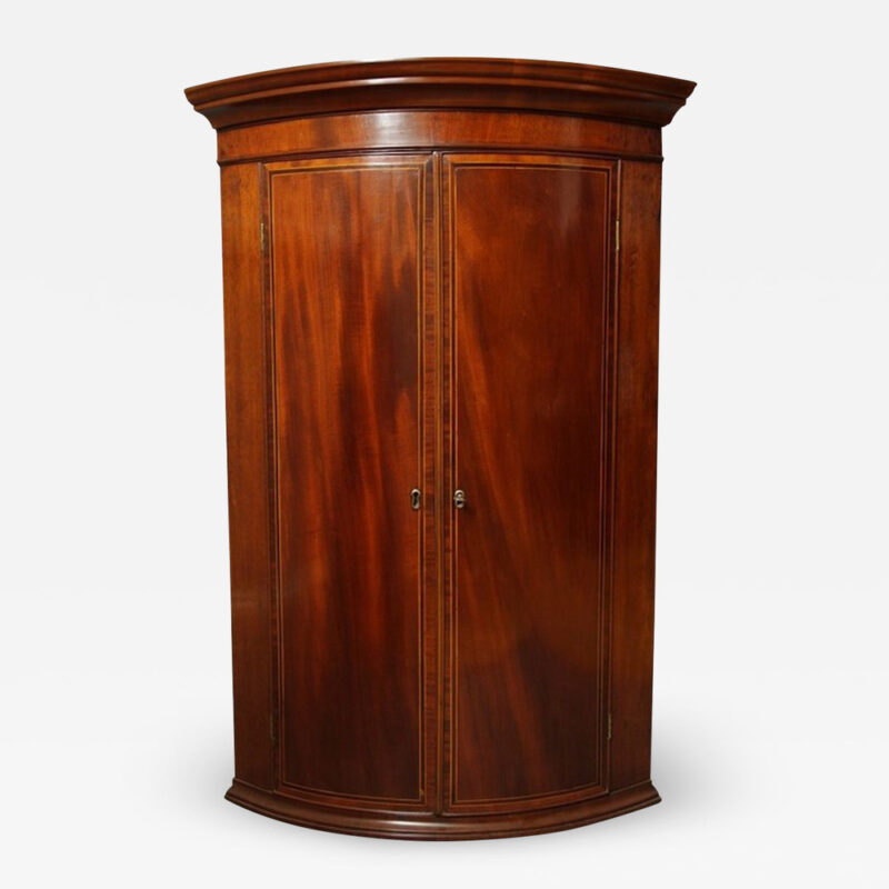 Antique inlaid corner cupboard