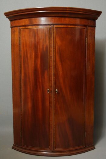 Regency Mahogany Inlaid Corner Cupboard