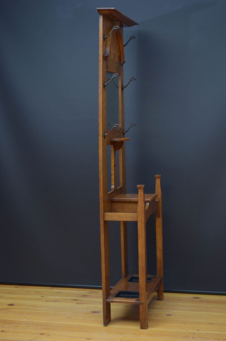 Arts and Crafts Oak Hall Stand - Image 13