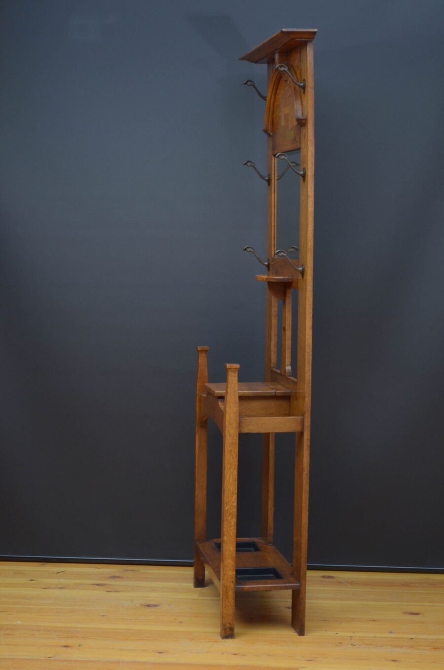 Arts and Crafts Oak Hall Stand - Image 14