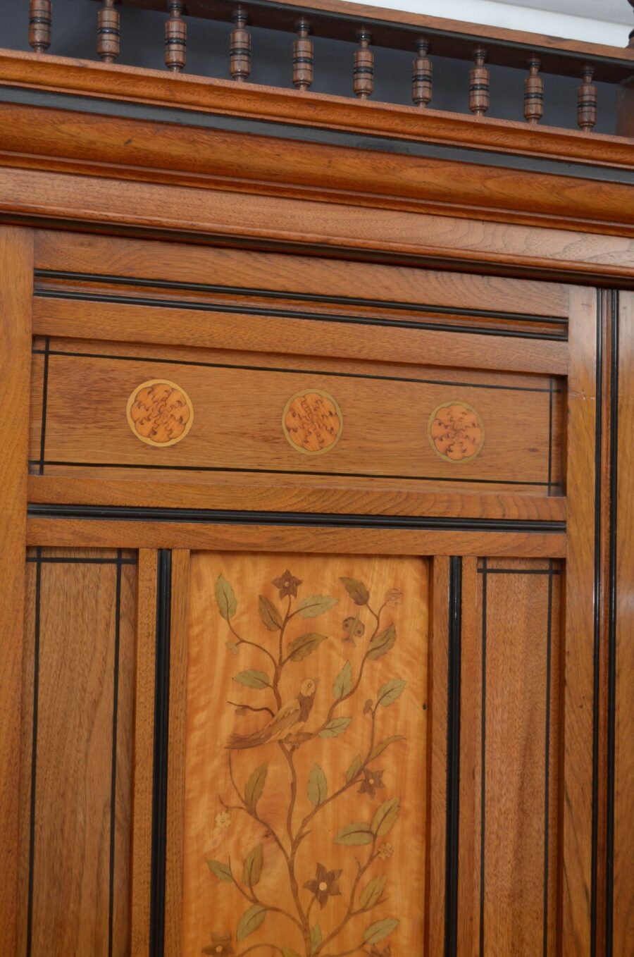 Aesthetic Movement Walnut Three Door Wardrobe - Image 5