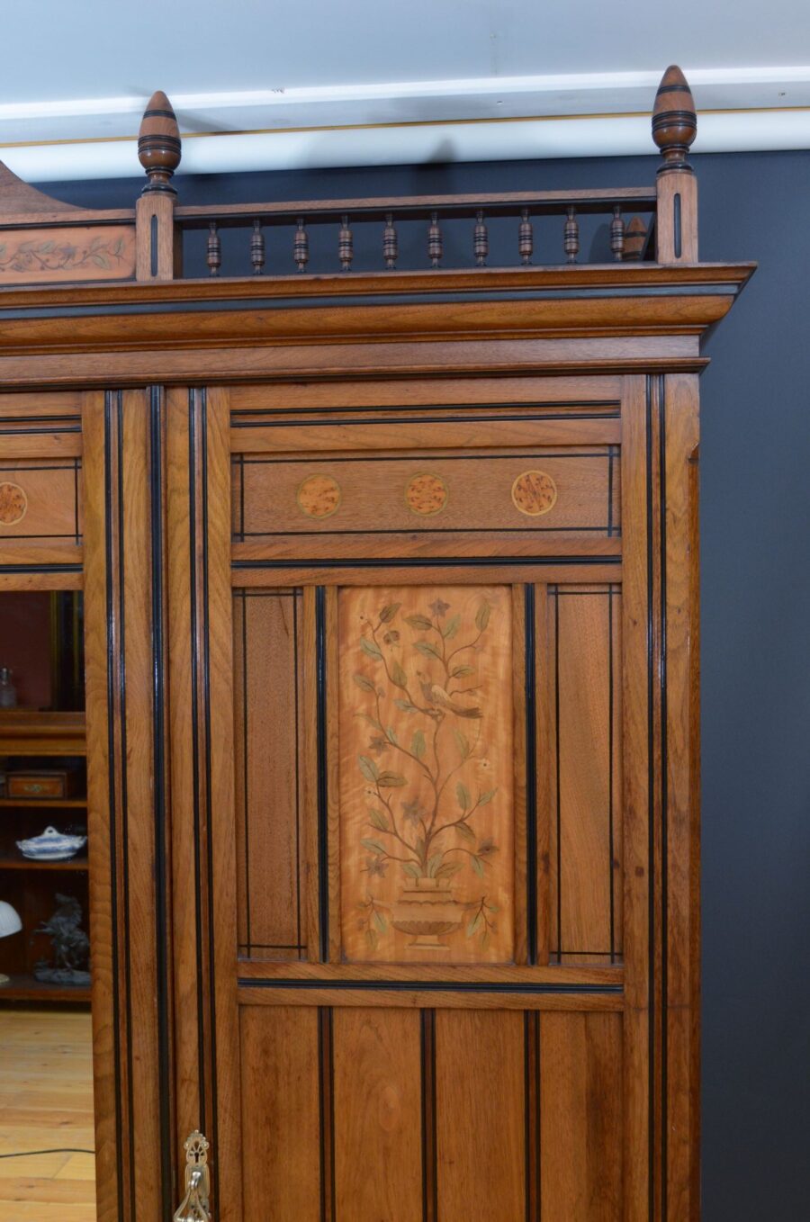 Aesthetic Movement Walnut Three Door Wardrobe - Image 9