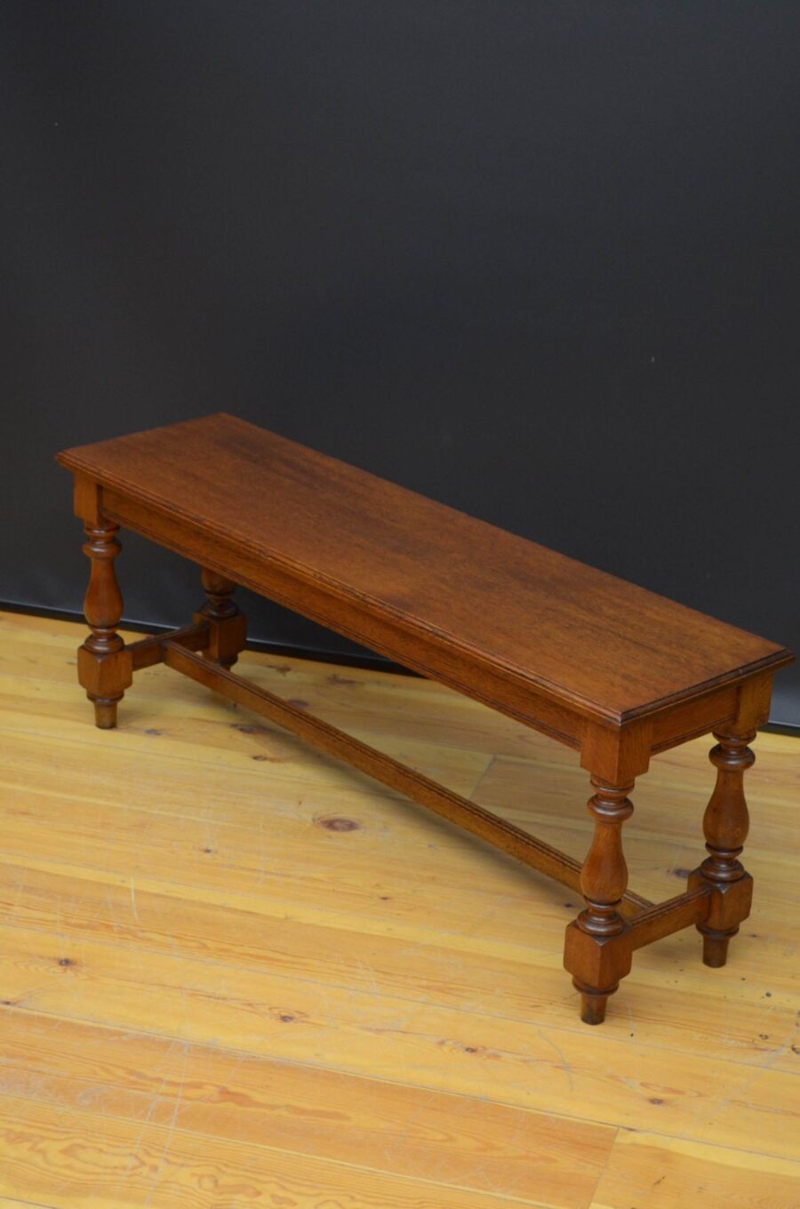 Late Victorian Solid Oak Hall Bench