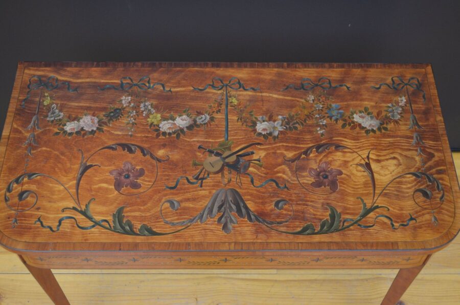 Sheraton Perion Painted Card Table in Satinwood