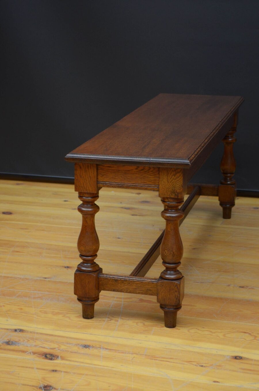 Late Victorian Solid Oak Hall Bench - Image 2