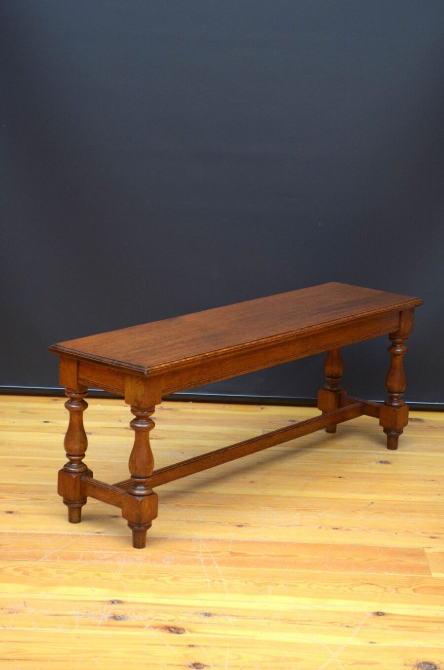 Late Victorian Solid Oak Hall Bench - Image 3