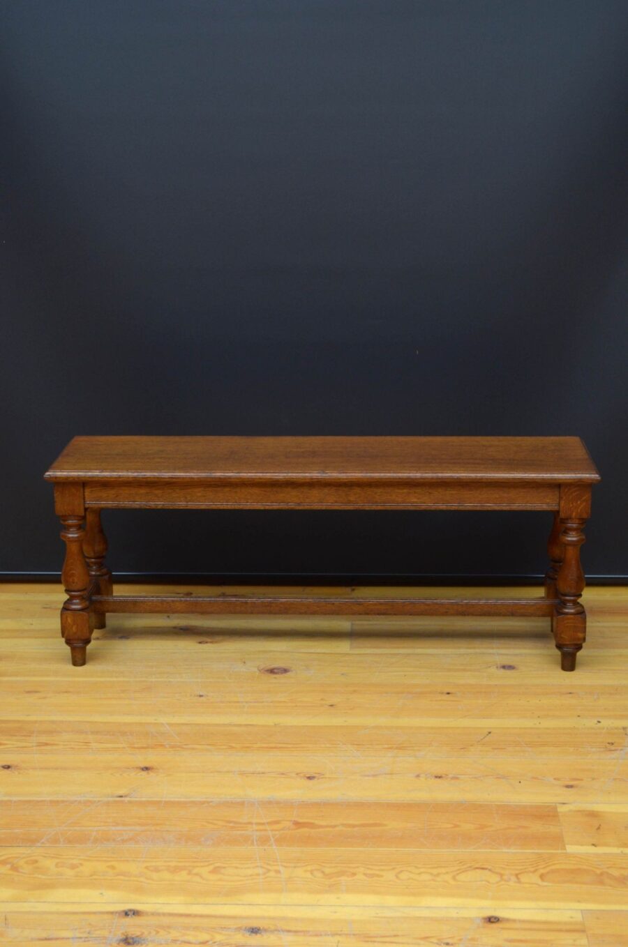 Late Victorian Solid Oak Hall Bench - Image 4