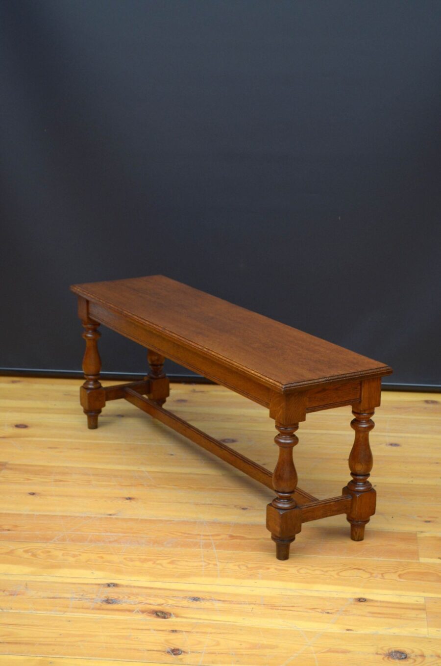 Late Victorian Solid Oak Hall Bench - Image 5