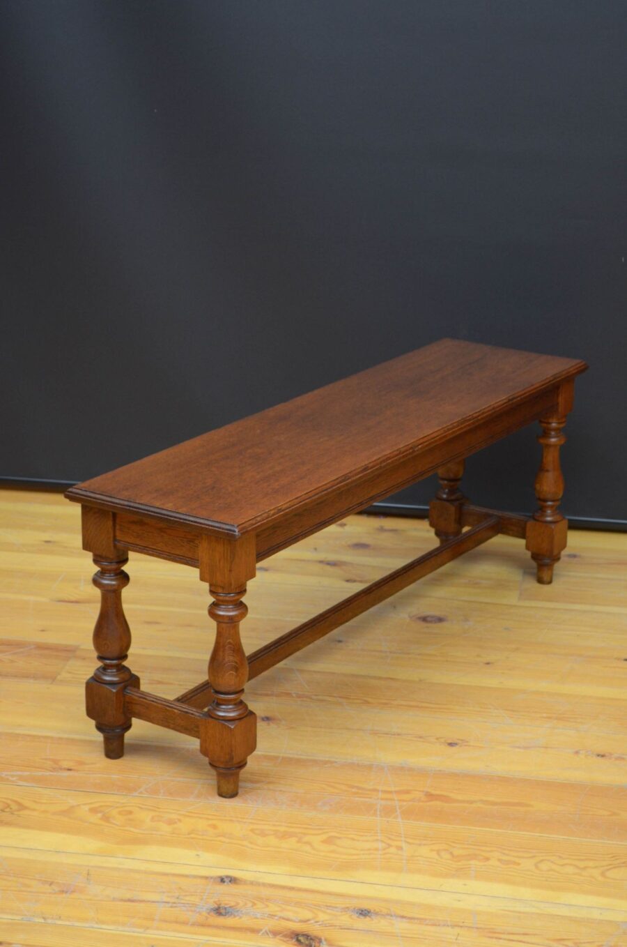 Late Victorian Solid Oak Hall Bench - Image 6