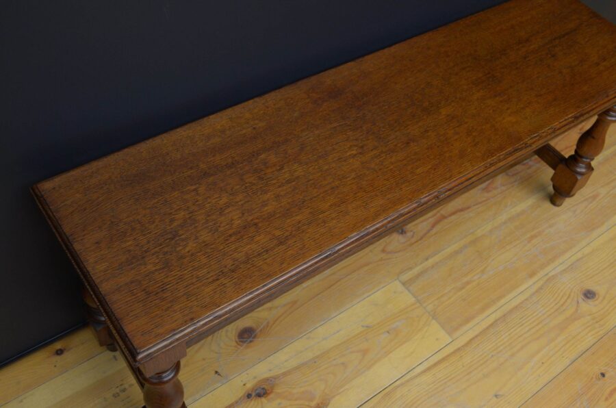 Late Victorian Solid Oak Hall Bench - Image 7