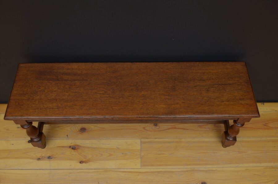 Late Victorian Solid Oak Hall Bench - Image 8