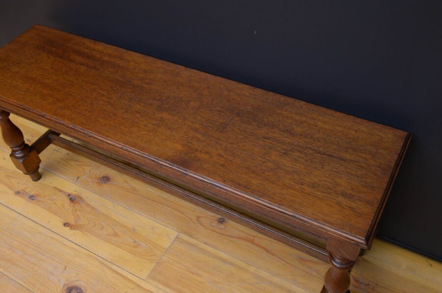 Late Victorian Solid Oak Hall Bench - Image 9