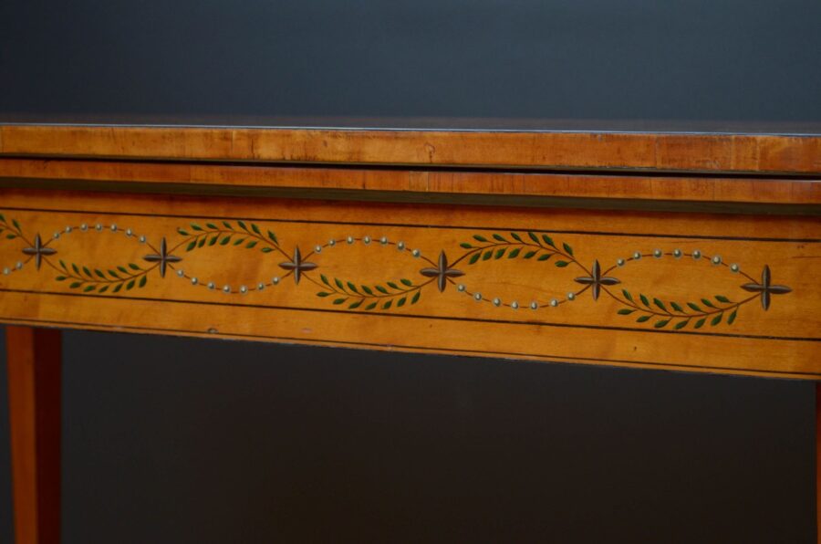 Sheraton Perion Painted Card Table in Satinwood - Image 10