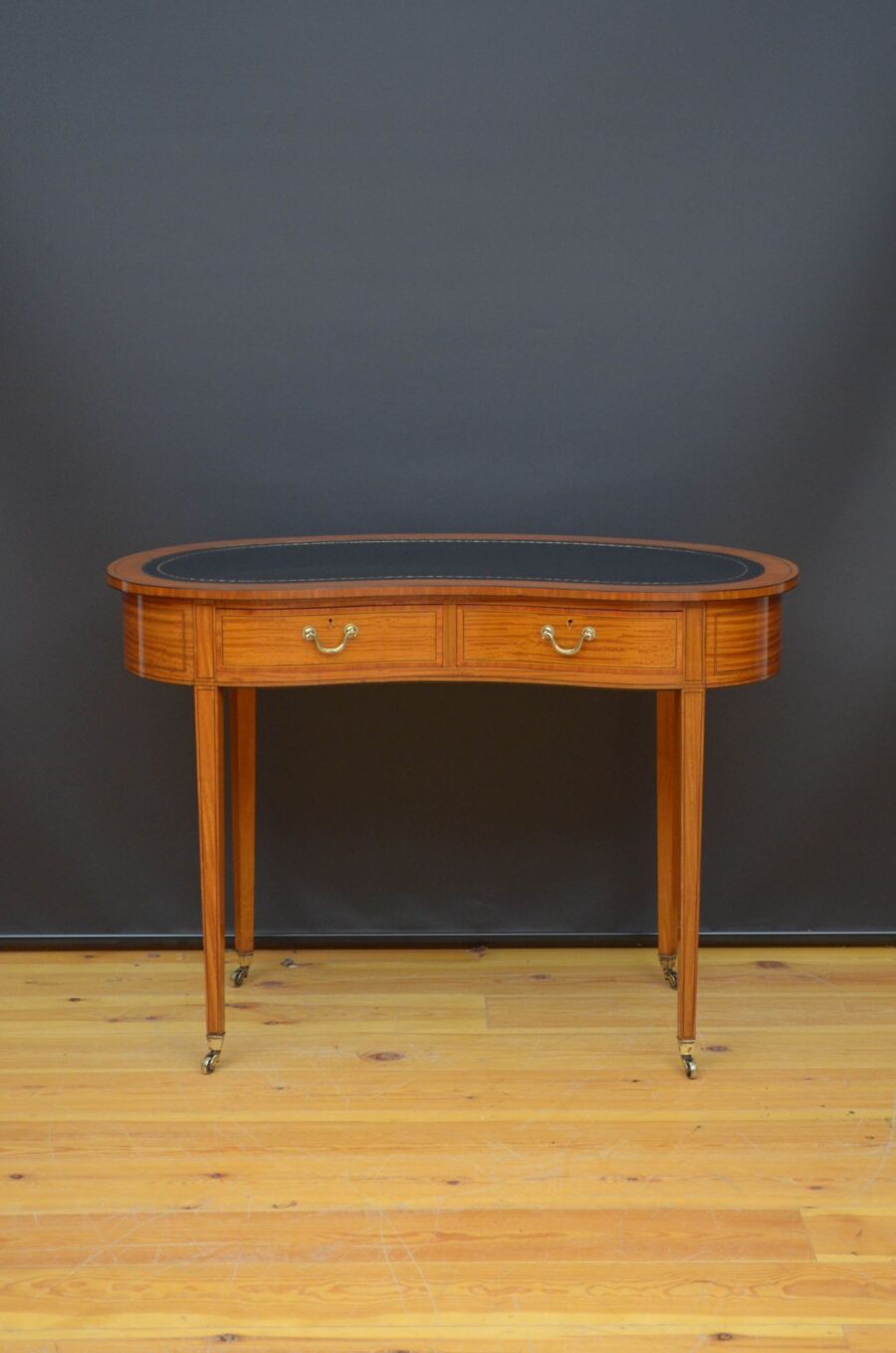 Edwardian Kidney Shaped Satinwood Writing Table