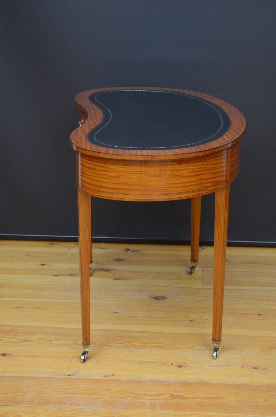 Edwardian Kidney Shaped Satinwood Writing Table - Image 12