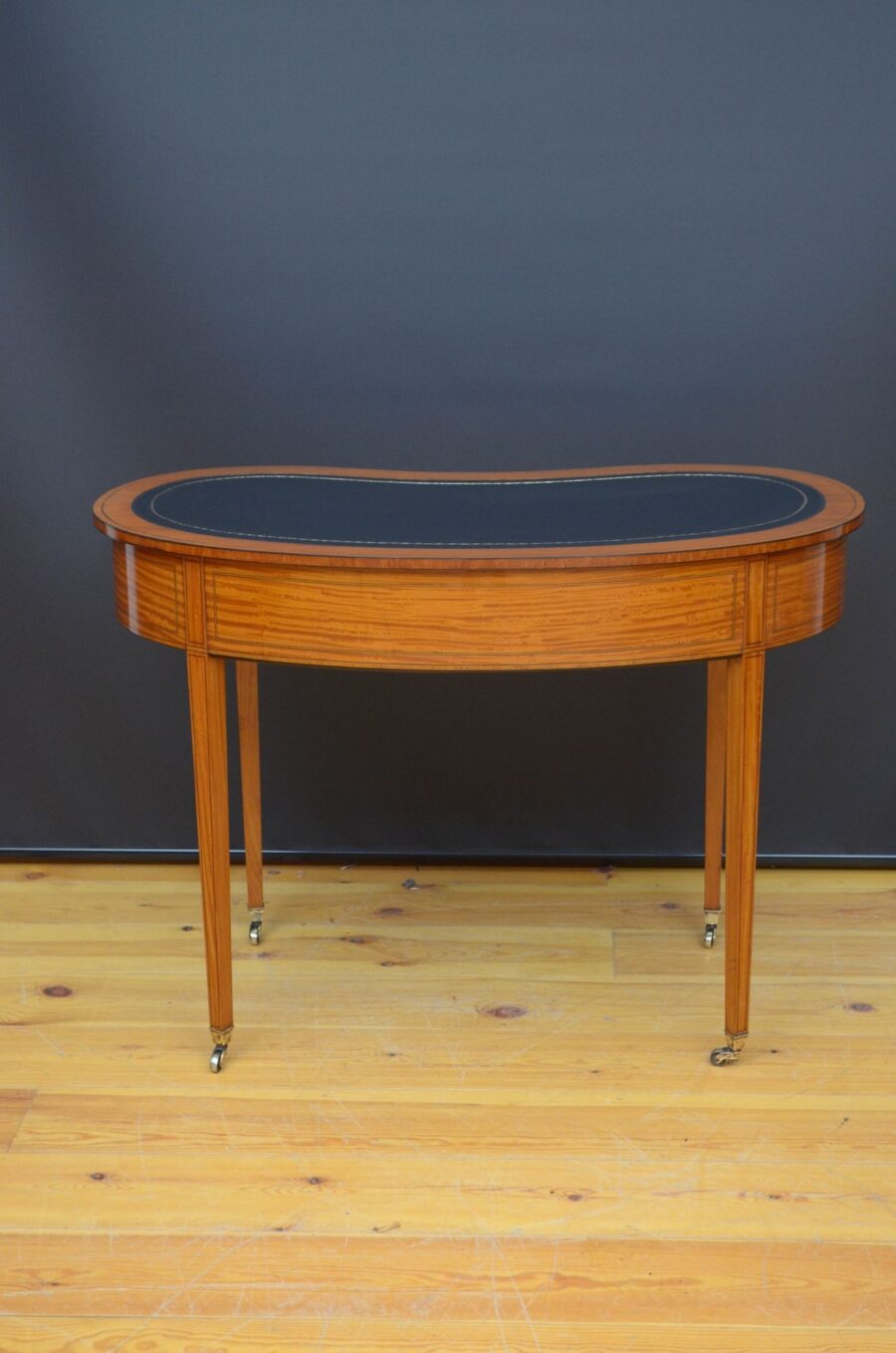 Edwardian Kidney Shaped Satinwood Writing Table - Image 13