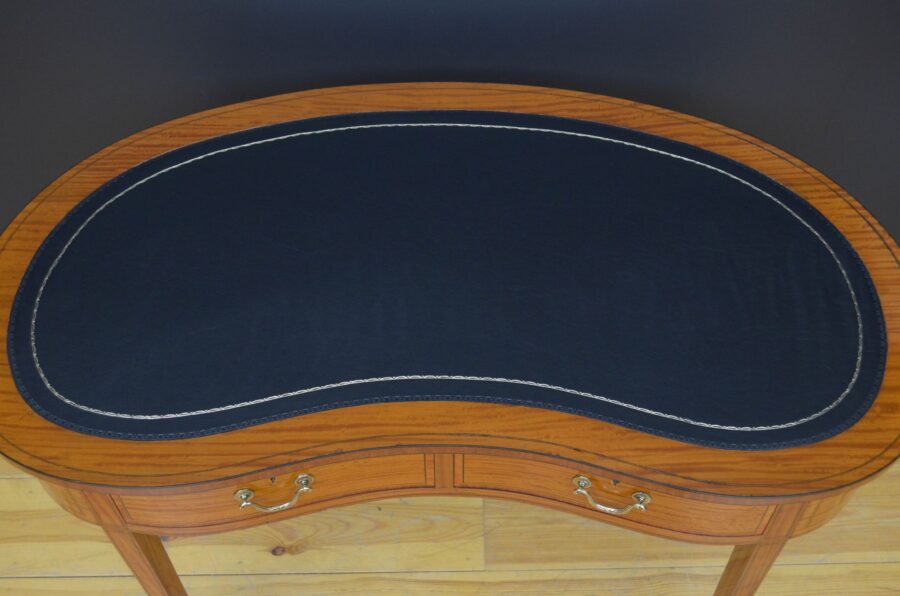 Edwardian Kidney Shaped Satinwood Writing Table - Image 5