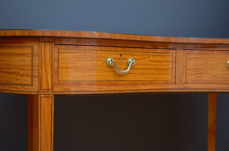 Edwardian Kidney Shaped Satinwood Writing Table - Image 7
