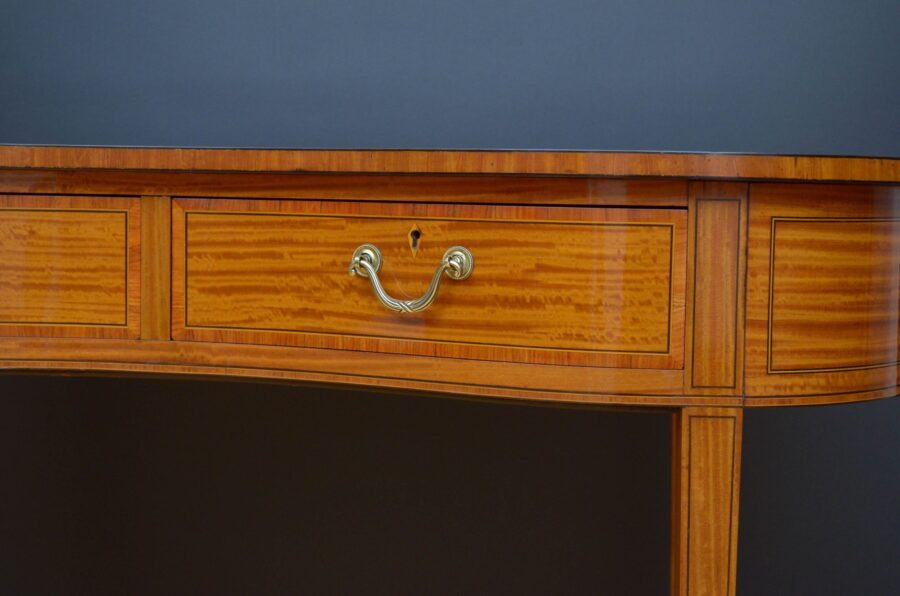 Edwardian Kidney Shaped Satinwood Writing Table - Image 8