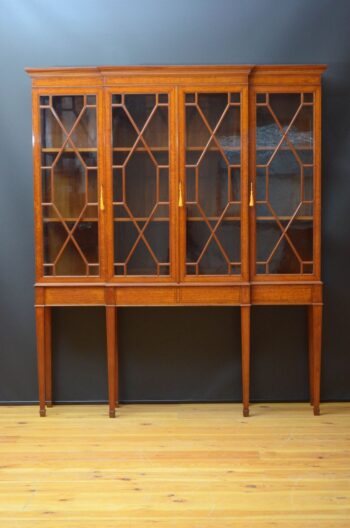 Fine Quality Edwardian Satinwood Cabinet Bookcase