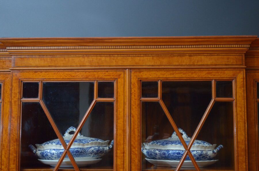 Fine Quality Edwardian Satinwood Cabinet Bookcase - Image 12