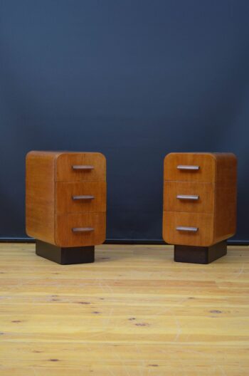 Pair Of Art Deco Style Bedside Drawers in Oak