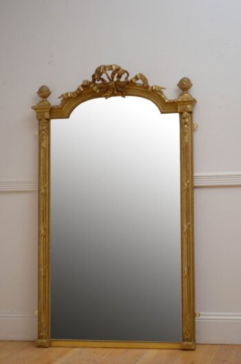 Antique Turn of The Century Giltwood Pier Mirror H154cm