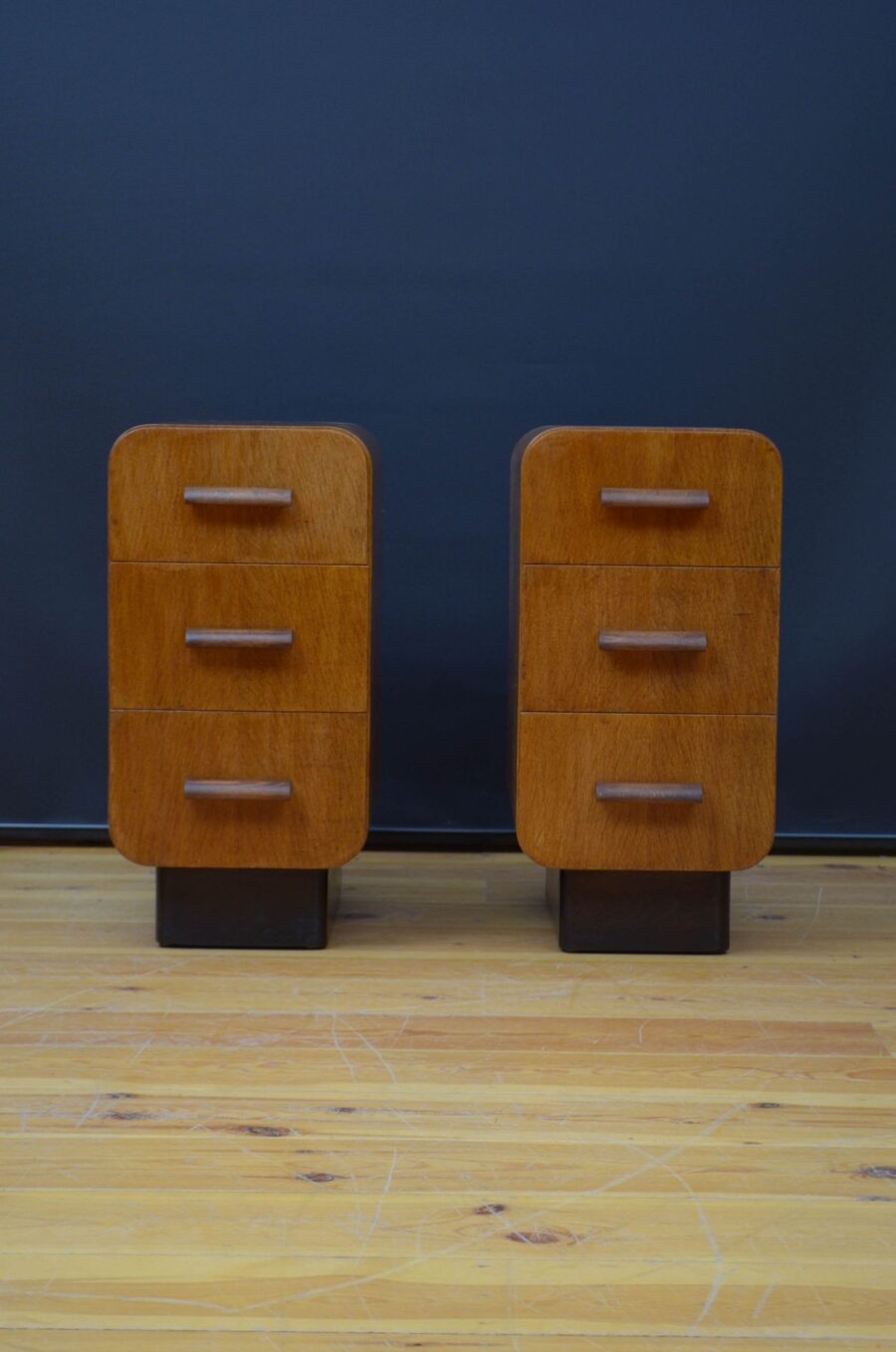 Pair Of Art Deco Style Bedside Drawers in Oak - Image 2
