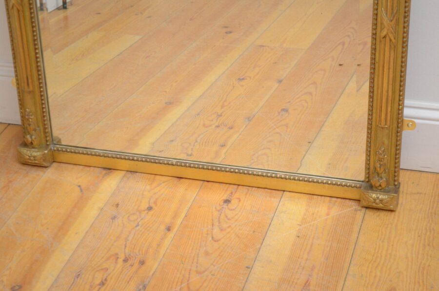 Antique Turn of The Century Giltwood Pier Mirror H154cm - Image 3