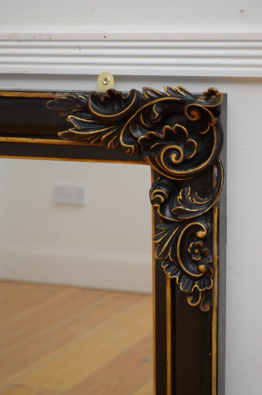 Victorian Ebonised and Gilded Wall Mirror H88cm - Image 8