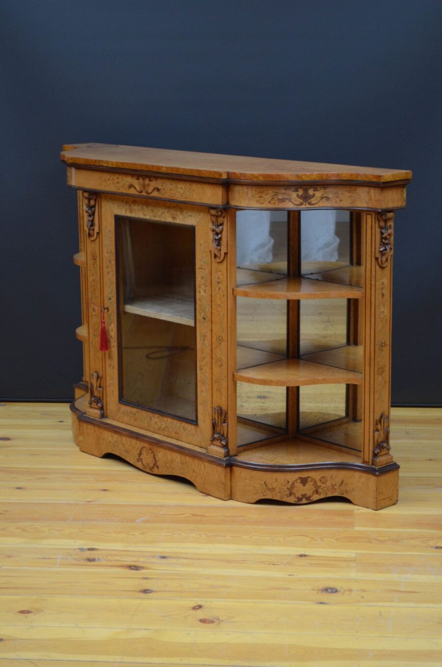 Rare Bird's Eye Maple Victorian Credenza - Image 3