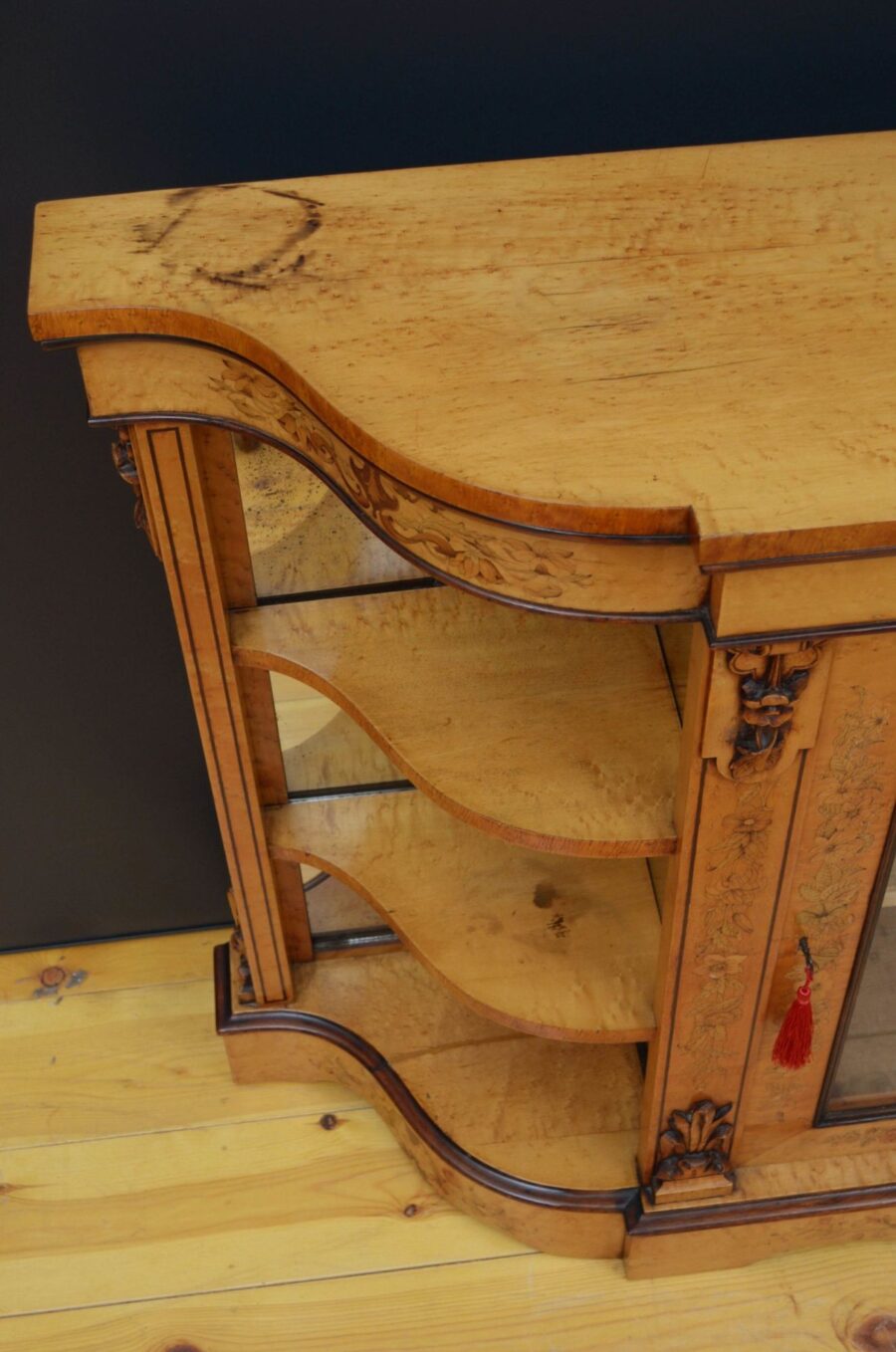 Rare Bird's Eye Maple Victorian Credenza - Image 6