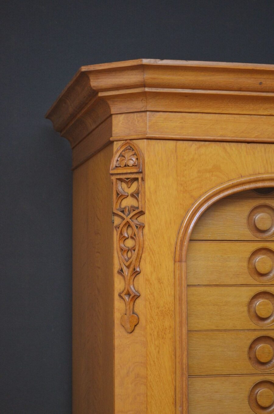 Unique Victorian Reformed Gothic Specimen Cabinet in Oak - Image 6