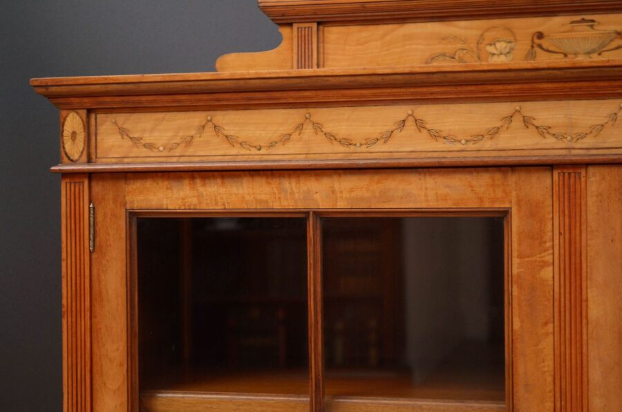 Fine Quality Edwardian Satinwood Cabinet Bookcase - Image 8