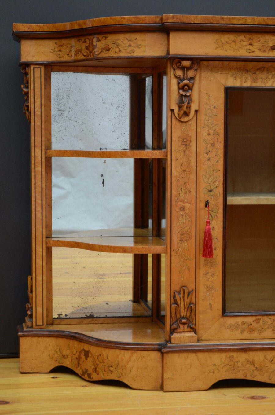 Rare Bird's Eye Maple Victorian Credenza - Image 9