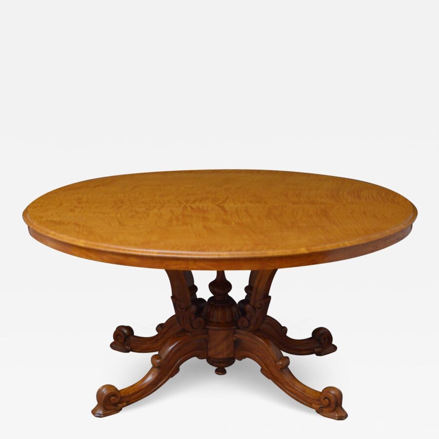 Rare Victorian Satinwood Centre Table / Dining Table - Image 2