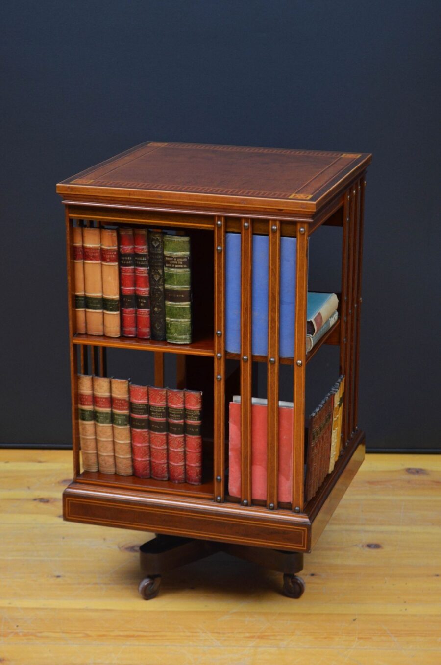 Edwardian Mahogany and Inlaid Revolving Bookcase