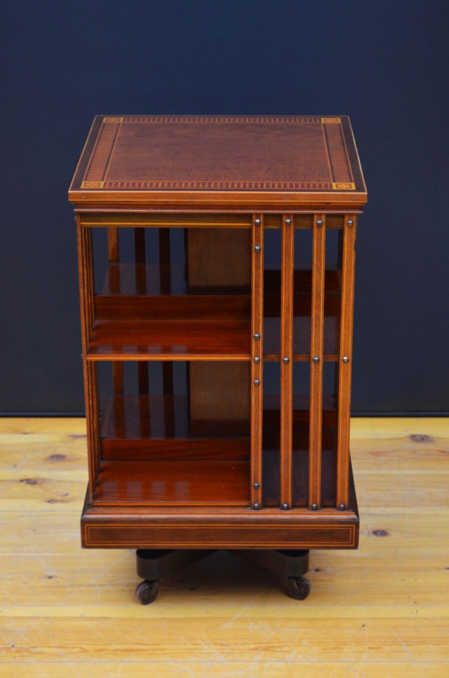 Edwardian Mahogany and Inlaid Revolving Bookcase - Image 2