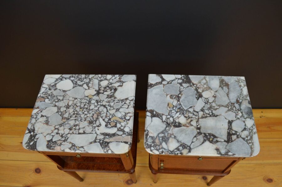 Pair of Antique French bedside cabinets c1900 - Image 2
