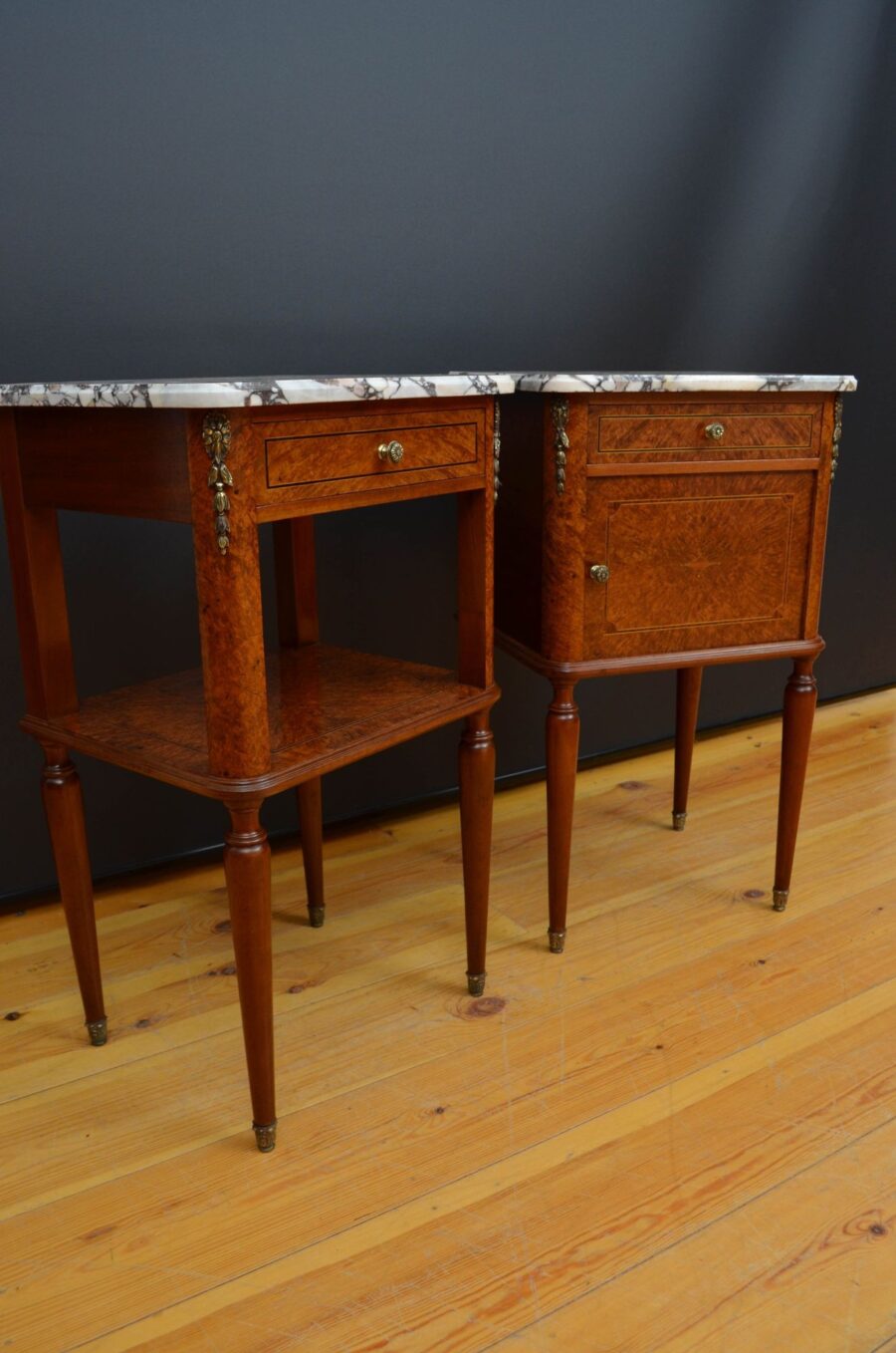 Pair of Antique French bedside cabinets c1900 - Image 3