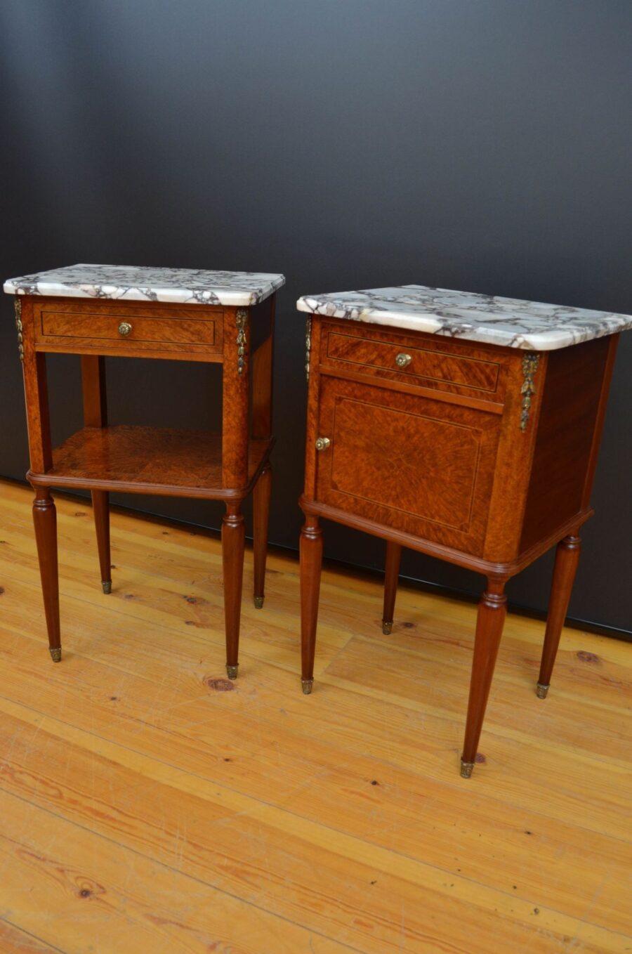 Pair of Antique French bedside cabinets c1900 - Image 4