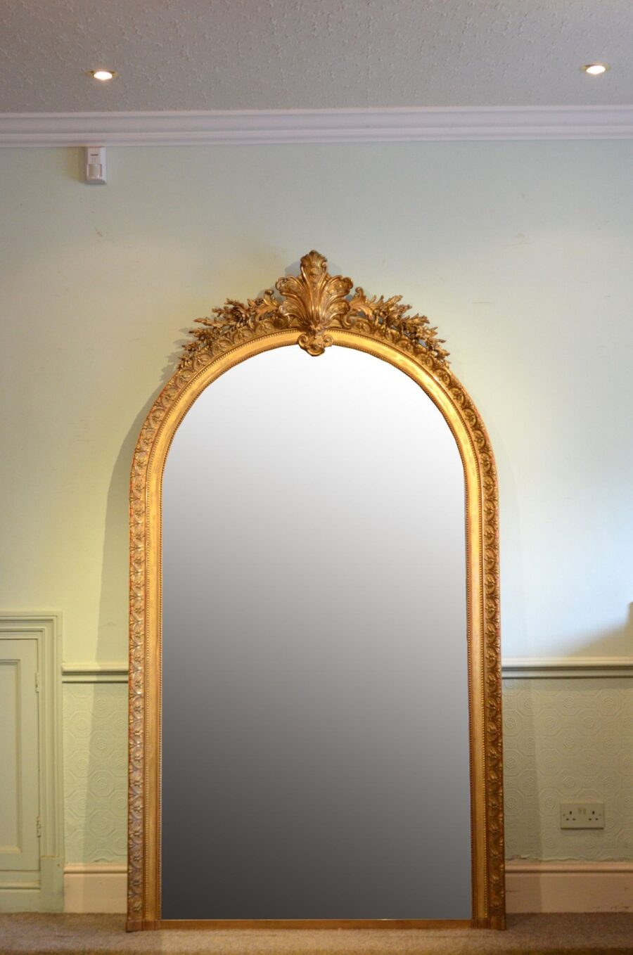 Large and Elaborate Antique French Leaner Mirror H225cm