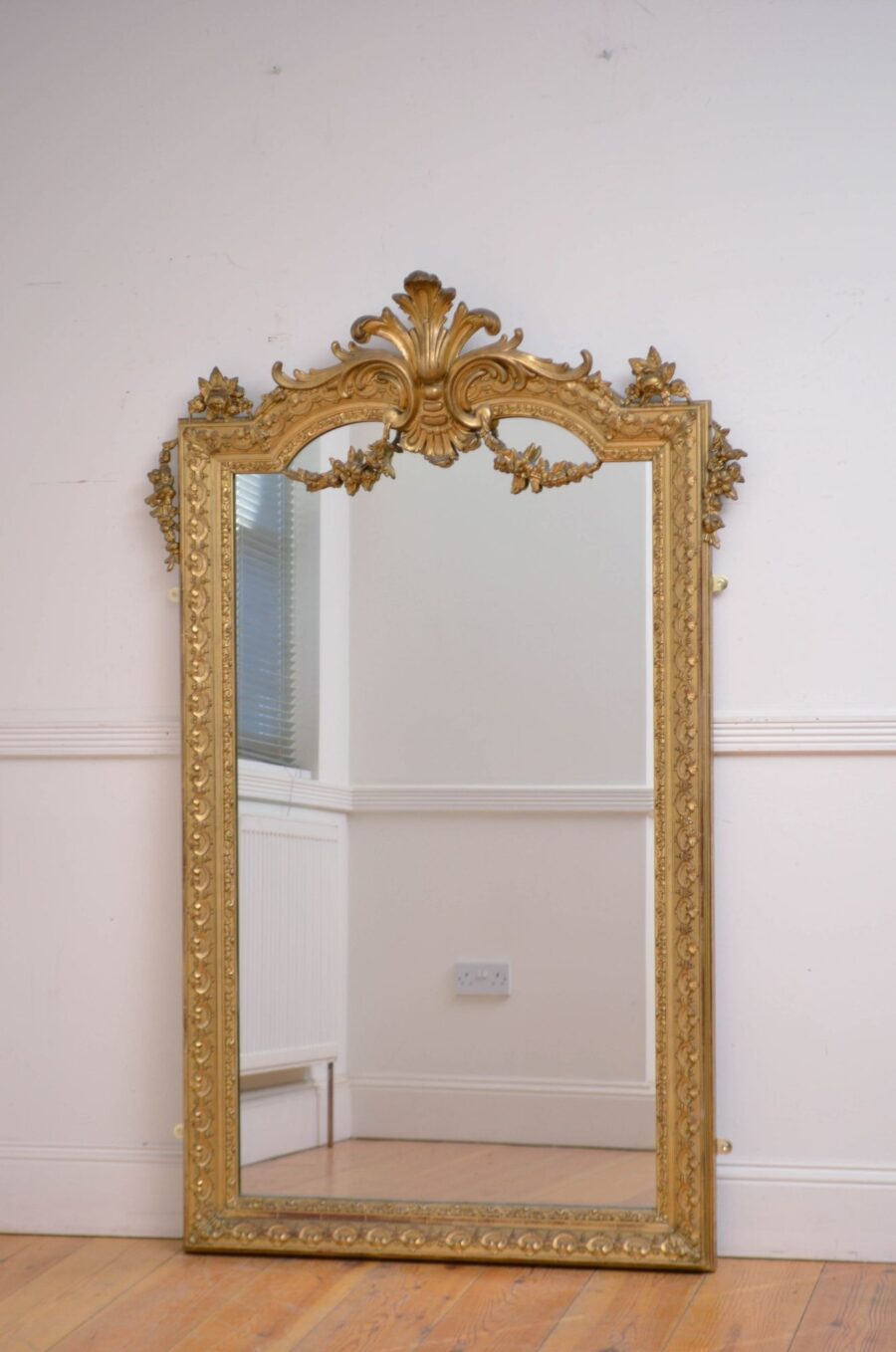 Antique French Giltwood Wall Mirror 169cm - Image 2